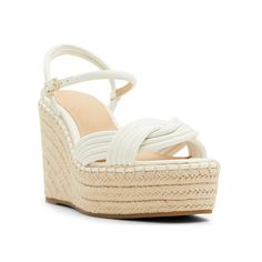 Ted Baker-Amalia Wedge Sandal What more do you need to elevate your summer outfit than the Ted Baker Amalia wedge sandal? The adjustable espadrille sandal boasts an accentuated pearl line-up sandwiched between woven-like toe straps that create an alluring look. A contrasting platform and wedge base exude summer vibes. White Wedge Heels, Summer Wishlist, Nice Sandals, Summer Wedges, Sandals Platform, White Wedges, Grade 8, Espadrille Sandals, Platform Wedge Sandals