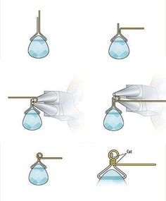 the instructions for how to tie a pair of hooks with rope and water droplet