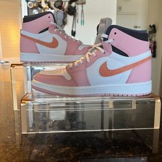 Never Worn! Brand New In Box! Women's Air Jordan 1 High Zoom ' Pink Glaze' High-Top Sneaker Size 7 Pink Glaze/Cactus Flower/White/Sail Zoom Air Release Date 1-22-21 Pink Leather Basketball Shoes With Branded Insole, Pink Leather Basketball Shoes With Round Toe, Sporty Pink Leather Jordan Shoes, Pink Leather High-top Sneakers With Gum Sole, Pink Lace-up Basketball Shoes With Gum Sole, Pink High-top Jordan Shoes For Streetwear, Pink Lace-up Jordan Shoes For Streetwear, Pink Low-top Leather Jordan Shoes, Casual Pink Jordan Shoes For Streetwear