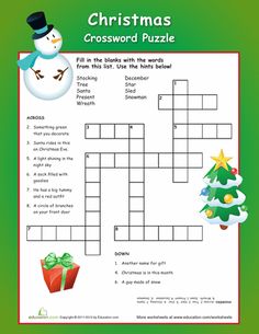 christmas crossword puzzle for kids