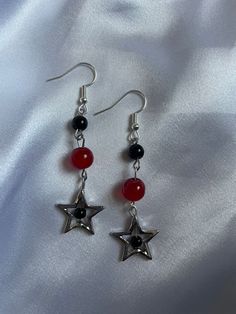 Red and black y2k star earrings Cheap Beaded Star Earrings, Affordable Red Jewelry With Star Charm, Red Star-shaped Jewelry For Parties, Red Star-shaped Party Jewelry, Y2k Style Black Party Jewelry, Edgy Red Earrings As Gift, Edgy Red Earrings For Gift, Edgy Red Earrings For Gifts, Casual Star-shaped Jewelry For Parties