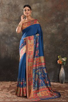 Shop stunning blue Kani silk saree online in USA. Keep your ethnic wardrobe up to date with latest designer sarees, pure silk sarees, handwoven saris, tussar silk sarees, Kani sarees, Pashmina sarees, embroidered sarees from Pure Elegance Indian saree store in USA.-full view Blue Raw Silk Pre-draped Saree For Festivals, Blue Silk Anarkali Pre-draped Saree, Bollywood Style Blue Pre-draped Saree With Resham Embroidery, Traditional Blue Pre-draped Saree With Resham Embroidery, Festive Blue Tussar Silk Pre-draped Saree, Bollywood Style Blue Pre-draped Saree For Eid, Blue Pre-draped Saree With Unstitched Blouse For Festivals, Blue Pre-draped Saree With Zari Work For Festivals, Festive Blue Art Silk Pre-draped Saree