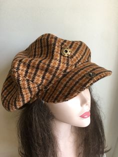 Brown Checkered Newsboy cap -baker boy -Apple hat- Slouchy beanie beret- Gatsby hat women- chemo headwear-Beige Caramel Brown cap XL man Apple Hat, Gatsby Hat, Brown Checkered, Chemo Headwear, Couture Hats, Baker Boy, Hat Women, Caramel Brown, News Boy Hat