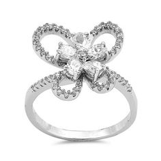 Butterfly White Cubic Zirconia Wholesale Flower Ring .925 Sterling Silver Band Jewelry Female Size 9 All our silver jewelry is crafted from .925 silver also commonly referred to as sterling silver. Sterling silver is the standard for beautiful high-quality silver jewelry and can not be replicated by lower priced silver plated jewelry. It is 92.5% pure silver, mixed with alloys to add strength and durability to stand the test of time. We promise superior service which includes fast shipping, grea Cubic Zirconia Flower Promise Ring, Flower Shaped Cubic Zirconia Gift Ring, Cubic Zirconia Flower Shaped Fine Jewelry Ring, Cubic Zirconia Flower Ring In Fine Jewelry Style, Cubic Zirconia Flower Ring Fine Jewelry, Fine Jewelry With Center Stone In Flower Shape, Flower Shaped White Gold Jewelry With Center Stone, White Gold Flower Jewelry With Center Stone, Flower Shaped Cubic Zirconia Jewelry