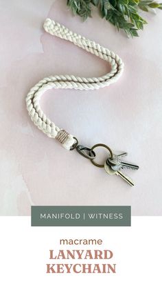 Wear your keys and badge cutely with a soft braided macrame lanyard. Each lanyard is handcrafted from recycled cotton cord and features a rose gold metallic accent. Shipped in eco-friendly packaging. #lanyardaesthetic #cutelanyards #keychainsaesthetic #macrame #teachergift Casual Lanyards With Key Leash For Everyday Use, Casual Lanyards With Key Leash, Casual Lanyard With Key Leash For Everyday Use, Adjustable Keychain Lanyard For Everyday Use, Adjustable Everyday Lanyard Keychain, Macrame Lanyard, Braided Macrame, Keychain Hook, Cute Lanyards