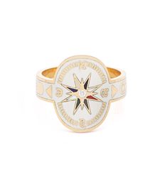 18K Yellow Gold Internal Compass : Cream Cigar Band – FoundRae Timeless Enamel Jewelry As Gift, Timeless Enamel Jewelry For Gifts, Luxury Gold Enamel Ring For Ceremonial Occasions, Luxury Gold Ceremonial Enamel Ring, Gold Luxury Ceremonial Enamel Ring, Luxury White Jewelry For Ceremonial Occasion, Heirloom White Jewelry For Ceremonial Occasion, Luxury Enamel Inlaid Jewelry, Symbolic White Round Jewelry