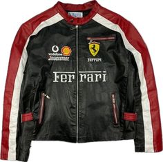 F1 Racing Jacket, Ferrari Black, Leather Tags, Racing Jackets, Mode Hippie, Racer Jacket, Racing Jacket, Ferrari F1, F1 Racing