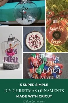 christmas ornaments made with cricut are featured in the article 5 super simple diy christmas ornaments