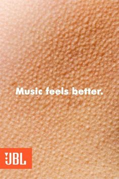 an advertisement with the words music feels better on it's back and bottom half