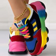 Multicolor Lace-up Sneakers For Jogging, Sporty Color Block Sneakers With Round Toe, Multicolor Platform Sneakers For Sports, Multicolor Platform Sneakers For Sports With Laces, Color Block Sports Sneakers, Color Block Sneakers For Sports With Round Toe, Blue Chunky Sneakers For Sports, Color Block Lace-up Synthetic Sneakers, Blue High-top Chunky Sneakers For Sports