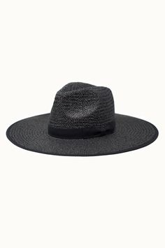 Best Seller.Paper straw large pinched 10cm brim rancher hat. Paper straw rancher hat Tonal band and binding along edge Adjustable inner drawstring for sizing Beautifully weaved natural straw Adjustable Black Straw Hat Made Of Paper Straw, Black Flat Brim Straw Hat For Rodeo, Western Black Straw Hat With Flat Brim, Black Brimmed Panama Hat For Rodeo, Black Brimmed Straw Hat For Country Events, Black Country Style Straw Hat With Flat Brim, Black Country Style Straw Hat With Curved Brim, Country Style Black Straw Hat With Short Brim, Black Western Fedora Straw Hat