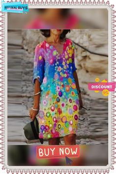 European and American Women's Floral Print V-neck Mid-length Straight Dress Straight Dress, Color Pick, American Women, Stunning Dresses, Chic Design, Women's Fashion Dresses, Mid Length, Fashion Dresses, Floral Print