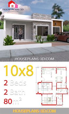 two story house plans with 3 bedroom and 2 bathrooms in the same area, each floor plan