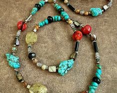 54-inch Boho Necklace With Turquoise, Agate, Onyx, Coral, Amethyst, Pearl, Swarovski Crystal, and Amber Beads - Etsy Southwestern Multi-strand Gemstone Bead Necklaces, Bohemian Multi-strand Beaded Turquoise Necklace, Turquoise Multi-strand Necklace With Gemstone Beads, Turquoise Multi-strand Necklace With Dangling Beads, Multi-strand Turquoise Necklace With Polished Beads, Amber Beads, Boho Necklace, Onyx, Swarovski Crystals