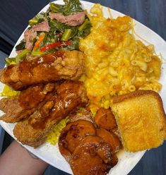 a white plate topped with different types of food