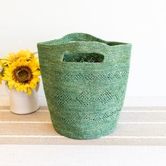 Elena Handbags Hand Woven Fashion Raffia Beach Bag Green Straw Shoulder Bag For Vacation, Green Shoulder Straw Bag For Vacation, Handwoven Green Crochet Beach Bag, Handmade Green Shoulder Bag For Beach, Artisan Straw Bag With Braided Handles For Travel, Green Handwoven Shoulder Bag For The Beach, Green Handwoven Shoulder Bag For Beach, Bohemian Beach Bags In Bucket Shape, Bohemian Basket Bucket Bag For Beach Season