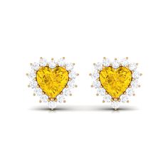 Product Details The Lab Grown Yellow Sapphire Heart Earrings with Diamond is a symbol of eternal love, a dazzling and timeless piece of jewelry that will cherish for a lifetime. The 4 MM heart shape yellow sapphires, grown in a sustainable lab environment, are set against as a center stone, creating a look that is both romantic and luxurious. The center stone is surrounded by small sparkling diamonds. These earrings are the perfect gift for a loved one on any occasion, whether its a birthday, an Sapphire Earrings Studs, Sapphire Studs, Halo Earrings Studs, Sapphire Earrings, Yellow Sapphire, Eternal Love, Sapphire Gemstone, Sparkle Diamonds, Heart Earrings