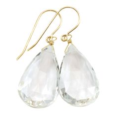 Crystal Clear Quartz Earrings Large Faceted Teardrop Drops 14k Solid Gold or Filled or Sterling Silver Natural Classic Basic Go To Drops Dressy Jewelry, Quartz Earrings, Large Earrings, Large Crystals, Clear Quartz, Semi Precious Gemstones, Gemstone Earrings, Crystal Earrings, Crystal Clear