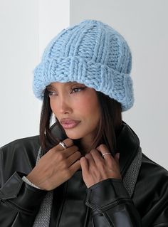 Cable knit beanie with folded brim  100% acrylic  Cold hand wash inside out Square Beanie, Cable Knit Beanie, Blue Beanie, Baby Crop Top, Pink Formal Dresses, Black Faux Leather Jacket, Corsets And Bustiers, Long Sleeve Tops Casual, Strapless Tops