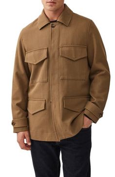 Look like the outdoors adventurer you are in this all-cotton jacket made with tailored details and commodious pockets. Front button closure Spread collar Belted cuffs Chest flap-patch pockets; front flap pockets Back vent Partially lined 100% cotton Dry clean Imported Fall Gabardine Outerwear With Button Cuffs, Khaki Workwear Outerwear With Cargo Pockets, Unstructured Utility Jacket With Welt Pockets, Fall Cotton Sport Coat With Multiple Pockets, Winter Collared Utility Jacket With Pockets, Unstructured Utility Jacket With Patch Pockets, Utility Workwear Outerwear With Cargo Pockets, Unstructured Utility Outerwear For Fall, Khaki Outerwear With Cargo Pockets For Work