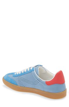 Bright and colorful blocking distinguishes an everyday sneaker built with a low profile for cool, casual style. Synthetic upper, lining and sole Imported Sporty Color Block Sneakers With Round Toe, Leather Color Block Sneakers For Streetwear, Blue Sneakers With Contrast Sole In Athleisure Style, Casual Blue Sneakers With Vulcanized Sole, Urban Blue Sneakers For Spring, Blue Sneakers With Vulcanized Sole For Spring, Low-top Color Block Sneakers For Streetwear, Color Block Low-top Sneakers For Streetwear, Trendy Blue Mid-top Sneakers