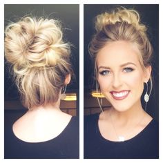 Best/Easiest Messy Bun I have ever learned to do! Easy, for any hair type. I have done this on my best friend who has thinner hair, I have done this hairstyl... Cute Messy Buns, Chignon Updo, Messy Bun Hairstyles, Work Hairstyles, Messy Hair, Great Hair, Messy Hairstyles, Length Hair, Messy Bun