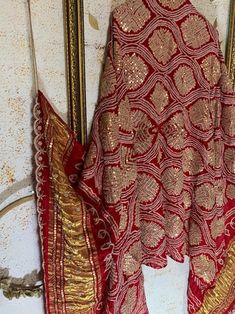 Buy Hishani Gajji Silk Dupatta Online in India - Etsy Traditional Silk Anarkali Set With Gota Work, Red Raw Silk Dupatta With Gota Work, Anarkali Dola Silk Dupatta For Transitional Season, Red Silk Saree With Gota Work, Festive Silk Choli With Gota Work, Transitional Red Dupatta With Gota Work, Festive Silk Sharara With Dupatta, Festival Silk Choli With Gota Work, Silk Lehenga With Gota Work Traditional Drape