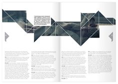 an open book with geometric shapes and text on the page, which is also in black and white