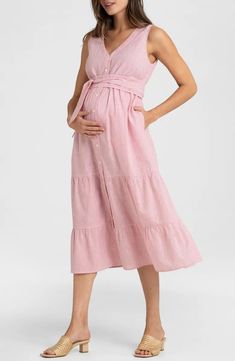 Seraphine Stripe Cotton Maternity/Nursing Midi Sundress | Nordstrom Summer Cotton Maternity Dress Nursing Friendly, Summer Maternity Dress, Nursing Friendly, For Daywear, Summer Maternity Dress Nursing Friendly Daywear, Summer Daywear Nursing-friendly Maternity Dress, Summer Nursing Friendly Dress For Daywear, Summer Cotton Maternity Dress, Spring Cotton Maternity Dress, Cotton Sleeveless Maternity Dresses, Sleeveless Cotton Maternity Dress