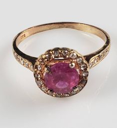 *This ring has more patina on the Rose Gold Plating. PLEASE study all photos carefully. *Size 6 (plated, not sizeable) *Weighs: 2.4 grams *Beautiful, genuine, deep raspberry colored Ruby surrounded by natural, rose cut diamonds. *This ruby does have visible natural characteristics up close, but the clarity & color of this stone is very good considering. *Approximately 1.25 ctw Ruby surrounded by 0.15 ctw diamonds that are color H & Clarity SI1-2. Some diamonds have visible inclusions but sparkle Silver Halo Ring, Ring Rosegold, Raspberry Color, Ruby Diamond, Gorgeous Art, Perfect Engagement Ring, Pretty Earrings, Rose Cut Diamond, Deco Style