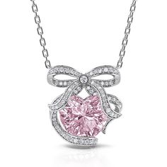 BOGO 40% OFF (Code: H40) Pink Ribbon Jewelry As Gift, Pink Ribbon Jewelry For Gifts, Pink Ribbon Jewelry Gift, Silver Heart Shaped Feminine Necklace, Silver Heart Necklace Feminine Style, Feminine Silver Heart Necklace, Silver Ribbon Necklace For Gift, Pink Ribbon Wedding Jewelry, Silver Jewelry With Decorative Bow As Gift