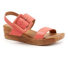 Slip into this fashionable sandal with a large adjustable buckle for eye-catching style and a soft, comfortable fit. From Bueno. Comfortable Adjustable Slingback Sandals With Buckle, Summer T-strap Sandals With Buckle Closure And Open Heel, Summer T-strap Sandals With Buckle And Open Heel, Chic Spring T-strap Sandals With Buckle Closure, Summer Toe Loop Slingback Sandals With Strap, Trendy Open Heel Footbed Sandals For Spring, Trendy Sandals With Adjustable Heel Strap, Trendy Adjustable Sandals With Heel Strap, Modern Summer Sandals With Heel Loop