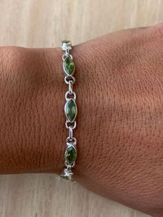 Peridot Sterling Silver Bracelet, Faceted Peridot Bracelet, Chain Faceted Peridot Bracelet, Green Peridot Bracelet, August Birthstone - Etsy Fantasy Earrings, St Valentine, Peridot Bracelet, Present For Her, Dope Jewelry, August Birthstone, Bracelet Chain, Classy Jewelry, Funky Jewelry