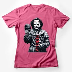 Horror Clown Graphic Tee, Scary Movie Fan Shirt, Unisex Cotton T-Shirt for Halloween, Creepy Party Outfit Top, Gift for Horror Lovers Female T-Shirt Custom graphic T-Shirt.Customize your color