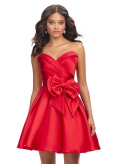 Indulge in luxury with the Ashley Lauren 4783 Cocktail Dress. Featuring a sweetheart neckline and ruched bodice, this dress will enhance your curves. The A-line skirt is made of Mikado fabric and is adorned with a bow at the hip, adding an elegant touch to this sophisticated look. Colors: White, Black (white bow), Red Sizes: 0-16 Elegant Fit And Flare Corset Dress With Ruched Bodice, Ruched Sweetheart Neckline Fit And Flare Corset Dress, Ruched Empire Waist Dress With Fitted Bodice, A-line Evening Dress With Ruched Fitted Bodice, Strapless Sweetheart Neckline Dress With Ruched Bodice For Prom, Red Sweetheart Neckline Dress With Corset Back, Sweetheart Neckline Corset Dress With Pleated Bodice, Pleated Bodice Sweetheart Neckline Corset Dress, Strapless Dress With Pleated Sweetheart Bodice