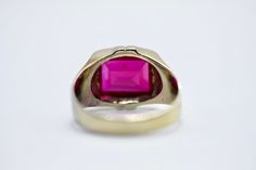 - vintage Art Deco - tested 14k white gold - Ruby (emerald cut) - stone measures approx: 10mm x 8mm Carat weight approx: 3.79ct - size 6 1/2 - weighs 4.6 grams Elegant Ruby Ring With Rectangular Polished Finish, Elegant Rectangular Ruby Ring With Polished Finish, Hallmarked Rectangular Ruby Ring For Formal Occasions, Formal Emerald Ring With Rectangular Stone, Classic Rectangular Ruby Ring, Formal 14k Gold Emerald Rectangular Ring, Formal Ruby Ring With Rectangular Stone, Formal Rectangular Emerald Ring With Prong Setting, Formal Rectangular Hallmarked Emerald Ring