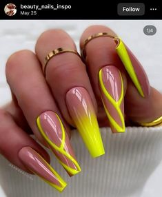 Nails After Acrylics, Ballerina Nails Designs, Summer Nail Trends, Neon Acrylic Nails, Neon Nail Designs, Neon Green Nails, Hello Nails, Summer Toe Nails, Vibrant Nails