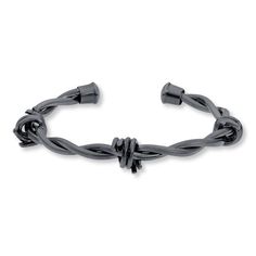 Styled in black stainless steel, this men's cuff bracelet is fashioned in the shape of barbed wire for a distinctive look. Wire Cuff Bracelet, Mens Cuff Bracelets, Streetwear Jewelry, Fire Jewelry, Barb Wire, Wire Cuff, Multiple Ear Piercings, Ear Piercings Cartilage, Mens Cuff