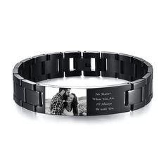 PRICES MAY VARY. Personalized Bracelet for Men - This personalized men bracelet can engraved your picture memory, custom for men's jewelry with all the one's names, promise or any text you like, great for celebrating love, friendship, fathers day and family.The picture can only be carved black and white MEASUREMENTS:Width 15mm,Length 8.3 inches (21 CM), Come with a Remove Tool,You Can Adjust the Item Size.Up to 3 chains can be removed DETAILS: Made of High Quality 316L stainless steel, stronger Black Bracelets With Engraving Option, Engraved Black Bracelets For Anniversary, Black Name Bracelet With Engraving Option, Personalized Black Jewelry For Father's Day, Black Engraved Name Bracelet For Anniversary, Black Engraved Name Bracelet For Personalized Gift, Engraved Black Name Bracelet For Gift, Black Engraved Name Bracelet For Gift, Black Jewelry For Father's Day Personalized Gift