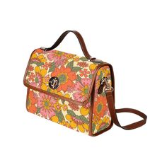 Women's Handbag, Retro Handbag, Women's Purse, Mod 60s, 70s Style bag, 70s Style purse, Floral Handbag, Floral Purse, 70s inspired,60s Style Custom handmade to order. Designed in California. Manufactured overseas. I designed this handbag to celebrate the 60s and 70s era with a cute mod floral pattern print. It comes with a removable shoulder straps as well. A great classic for your retro style outfit and goes with everything even in today's fashion! I hope you enjoy my design. Material: high-gra Vintage Rectangular Satchel For On-the-go, Retro Brown Shoulder Bag For On-the-go, Retro Satchel Box Bag For Travel, Retro Box Shoulder Bag With Removable Pouch, Retro Shoulder Box Bag With Removable Pouch, Retro Brown Box Bag For Everyday, Vintage Crossbody Box Bag For Shopping, Retro Flap Bag For Everyday Use, Retro Crossbody Box Bag For Daily Use