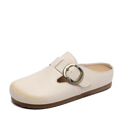 Genere: donne	Tipo: Muli	Materiali principali: pelle bovina	Soletta: pelle di cinghiale	Suola: gomma	Tipo di chiusura: Slip-on	Stile: quotidiano, casual, retrò	Stagione: estate	Altezza tacco: Basso (1,5 cm) Mules Shoes Flat, Summer Heels, Flat Mules, Fall Shoes, Spring Shoes, Winter Shoes, Retro Stil, Leather Flats, Boot Sandals