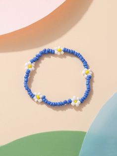 Flower Decor Beaded Bracelet 1pc Cow Cat, Multicolor Bracelet, Diy Beaded Rings, Bracelet Inspo, Beads Design, Beads Ideas, Bracelets Patterns, Blue Beaded Bracelets, Brown Bracelet