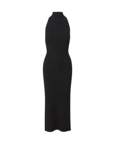 The ease of a knit in an elegant LBD. Spun from an exceptionally soft stretch knit, the Briggita maxi dress is defined by a turtleneck halter and a body-skimming silhouette. Lean into the minimalist look with a simple heel—or use it as a canvas to pile on bangles and statement earrings.83% Viscose, 17% PolyesterDry clean only. Do not hang.Style #2411KS1221321 Sleek Fitted High Neck Maxi Dress, Elegant Stretch Maxi Dress With Turtleneck, Elegant Stretch Turtleneck Maxi Dress, Elegant Turtleneck Maxi Dress, Chic Fitted Turtleneck Maxi Dress, Chic Stretch Turtleneck Maxi Dress, Black Halter Dress, Veronica Beard, Halter Neckline