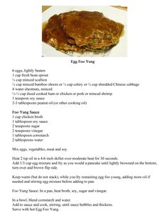 the recipe for an egg foo - yeong is shown