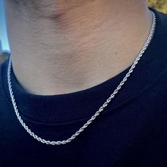 Silver Chains For Men, Chain Size Chart, Mens Chain, Silver Rope Chain, Silver Link Chain, 18k Gold Chain, Gold Rope Chains, Gold Chains For Men