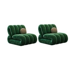 pair of green velvet lounge chairs