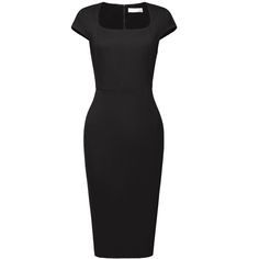 This dress can be a perfect addition to almost any outfit from formal to daily wear, great for work, meetings, office, businesses, work, parties, cocktails, weddings, casual, daily dressing, etc. Pair with high heels for a chic office look. Comfortable and versatile, this pencil dress is perfect on its own or as a layer under a blazer. Work Dress Midi, Formal Office Dresses For Women, Office Pencil Dress, Business Casual Women Dresses, Office Dress Black Women, Office Dress Aesthetic, Chic All Black Outfit Work, Simple Office Attire Women, Black Work Dress Outfit Office Wear