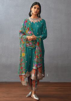 Torani-Dil Shaad Urvi Kurta Set-INDIASPOPUP.COM Diy Designs, Floral Print Pants, Sharara Set, Organza Dupatta, Kurta With Pants, Silk Pants, Silk Organza, Todays Outfit, Pakistani Outfits