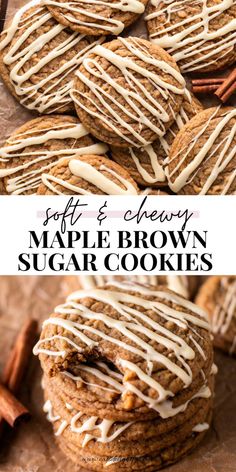 soft and chewy maple brown sugar cookies with white icing