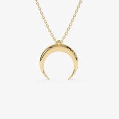 14K Plain Gold Crescent Moon Necklace 14K Gold Ferkos Fine Jewelry Luxury Engraved Crescent Necklace, Gold Crescent Moon Necklace, Crescent Moon Necklace Gold, Double Horn Necklace, Gold Crescent Moon, Gold Armband, Horn Necklace, Crescent Moon Necklace, Ruby Jewelry